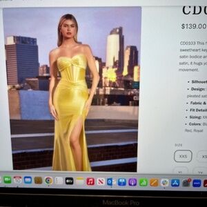 Ladivine, XS, Yellow Prom Dress